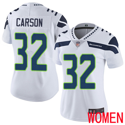 Seattle Seahawks Limited White Women Chris Carson Road Jersey NFL Football #32 Vapor Untouchable->women nfl jersey->Women Jersey